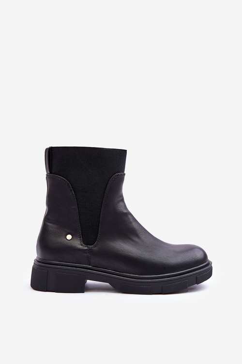 Botki Sztyblety Damskie Skóra Czarne Tannaz D-68