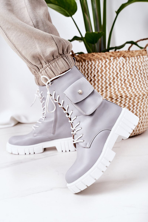 Insulated Boots With A Pocket Light Grey Awesome