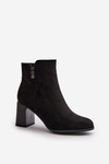 Warm Eco Suede Women's Ankle Boots With Heel Zipper Black Erillia