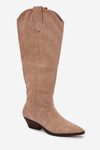 Insulated cowboy boots with heel from eco suede beige Jovianne