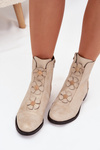 Insulated Women's Ankle Boots Flat Heel Decorative Flowers Golden Pravienne