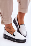 Leather Platform Slip-On Sneakers White Madeline