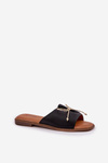 Flat Sole Sandals With Decorative Bow Black Deonelis