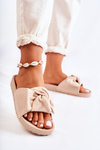 Classic Suede Slippers With A Bow Beige Hayle