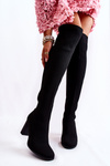 Striped Classic Boots On Heel Black Laossi