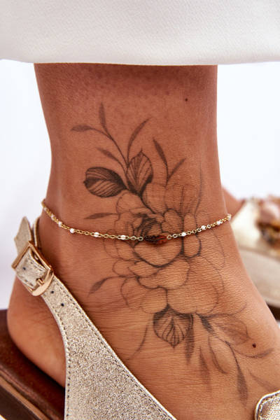 Fashionable anklet with a feather Gold and White