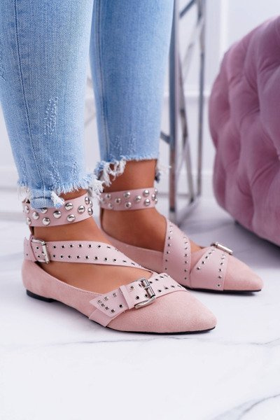 Lu Boo | Ballerina Ballerinas Stripes Rivets Powder Pink Esteria