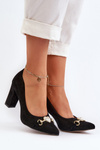 Black Suede Pumps with Heart on Heel Zazoo 2453/OS