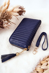 Quilted Wallet with Tassel Navy