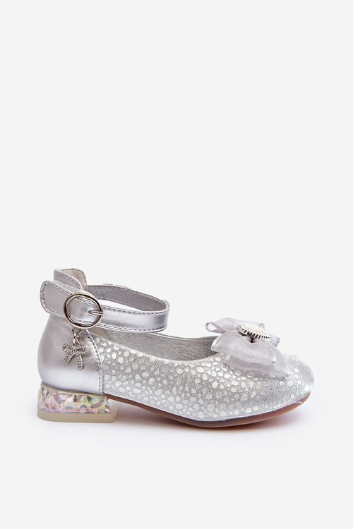 Balerinki Z Kokardą Dziecięce Nanthea Srebrne