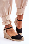 Suede Espadrilles Wedge Sandals Black Cammer 