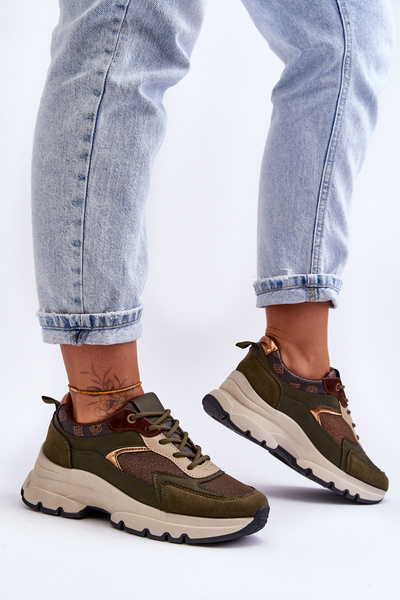 Buty Sportowe Sznurowane Platforma Zielone Escape EV-210