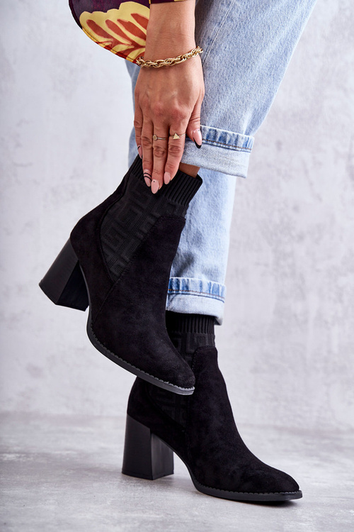 Women's Suede Boots With a Sock Black Montes