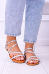 Silver Women's Zirconia Sandals by Ferragosto