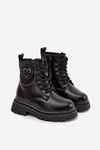 Girls' Ankle Boots with Fur Lining with Decoration LOVE Black Rosaira