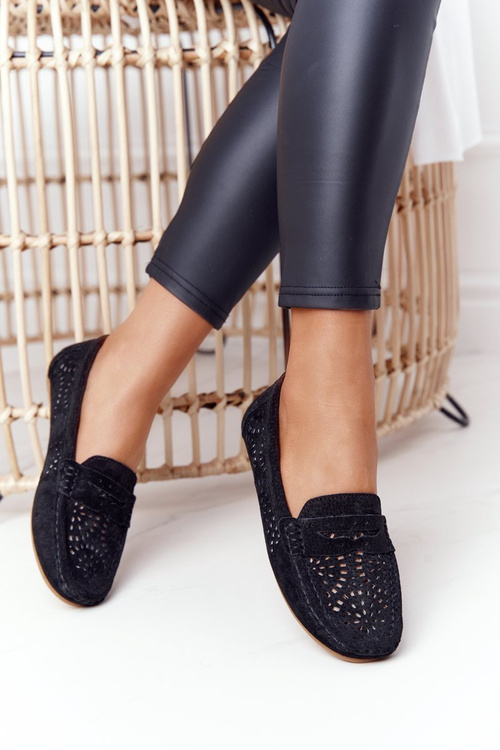 Suede Openwork Women's Loafers S.Barski Black