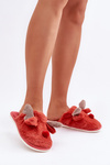 Women’s Fleece Slippers With Reindeer Motif Coral Sennalith