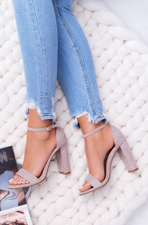 Women's Stiletto Sandals Suede Beige Anastasie