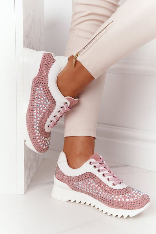 Wedge Sneakers With Sequins Lu Boo Pink