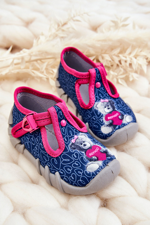 Shoes Slippers Befado Bear 110P469 Navy-Pink