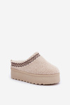 Snow Boots Slippers On Platform With Sheepskin Light Beige Leaniella