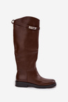 Women's boots with decorative strap eco leather chocolate Palisse