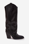 Protective cowboy boots with heel from eco leather black Mavine
