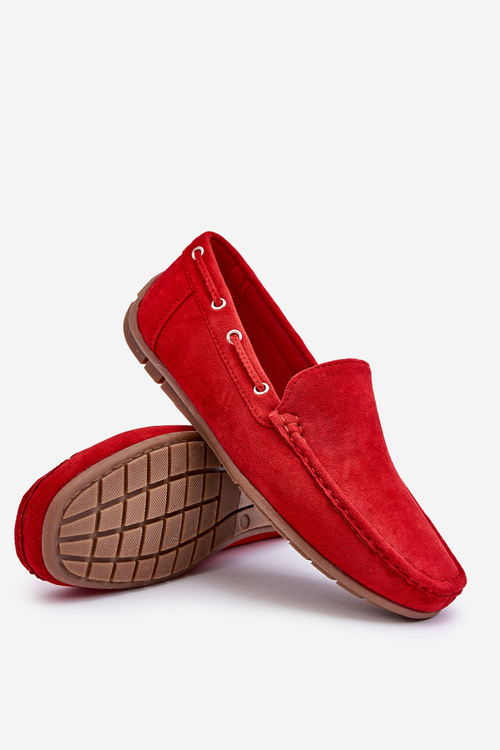 Men's Suede Slip-On Moccasins Red Rayan