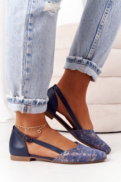 Leather Ballerinas Maciejka4972A-17 Navy Blue