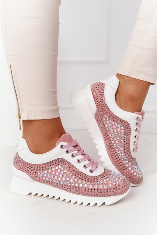 Wedge Sneakers With Sequins Lu Boo Pink