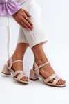 Women's High Heel Sandals in Faux Leather Sergio Leone SK894 Beige