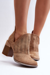 Women's Beige Openwork Ankle Boots with Stiletto Heels Niartima
