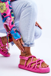 Women's Fashionable Braided Sandals Fuchsia Tiffanie