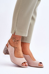Sandały Damskie Zamsz Słupek Beżowe Maciejka 05870-04