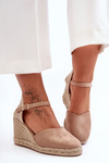 Suede Platform Sandals Beige Selfoss