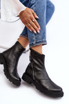 Women's Leather Ankle Boots with Flat Heel Laura Messi 2620/975 Black