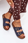 Women's cork platform sandals with buckles navy Vesina