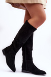 Leather Ankle Boots On Flat Heel Black Eelin