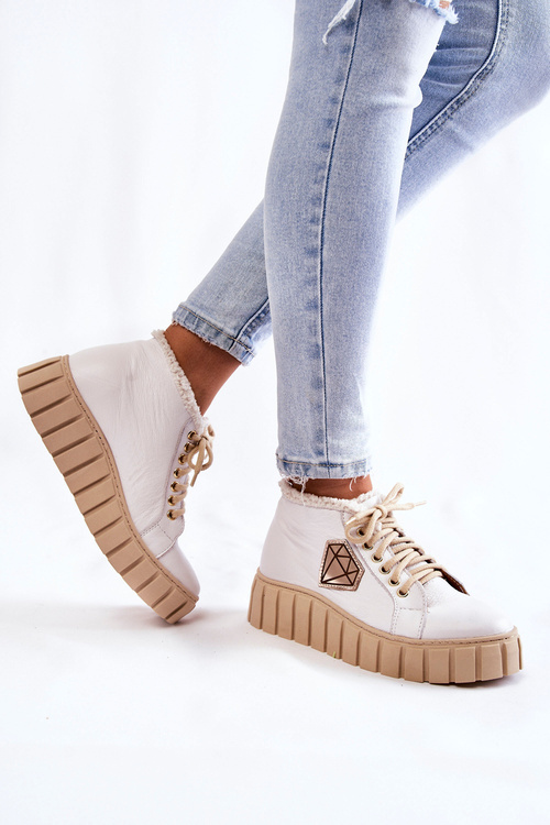 Buty Sportowe Skóra Wiązane Lewski Shoes 3252/N Białe