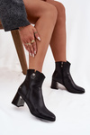 Insulated leather ankle boots on heel Maciejka K7203-04 Black