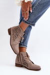Lace-up Women's Openwork Boots Zazoo 2871 Beige