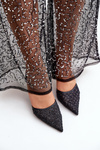 Heels With Open Back Decorated With Glitter Black Berilae