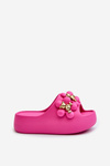 Women's Foam Slides With Decorations On Thick Sole Fuchsia Bremavia