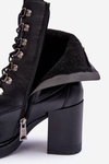 Heeled Lace-Up Boots Black Lathia