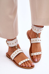 Unique Women's Sandals With Studs White Selina
