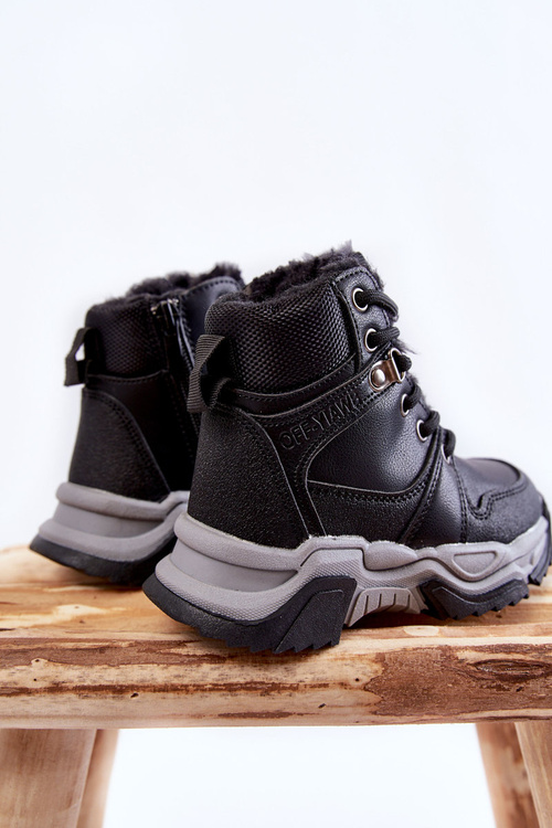 Children's Boots Warm Trappers With Zipper Black Marvin