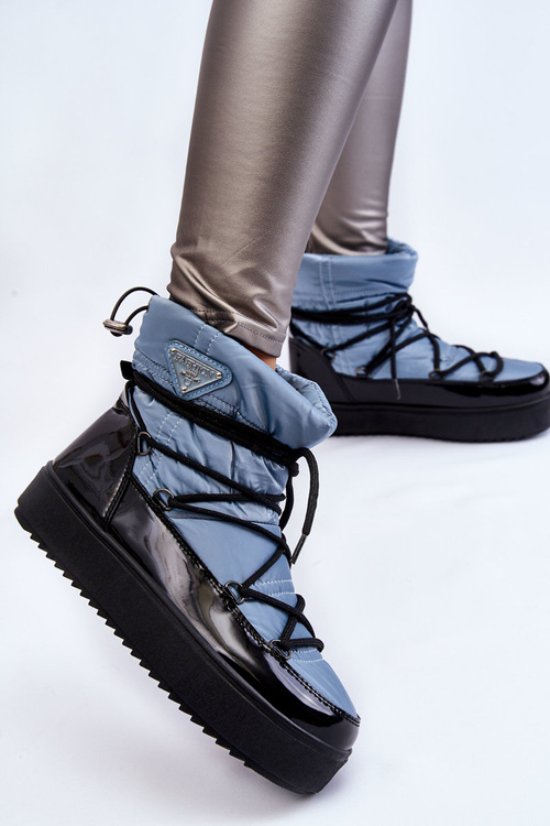 Women's Fashionable Lace-up Snow Boots Blue Carrios