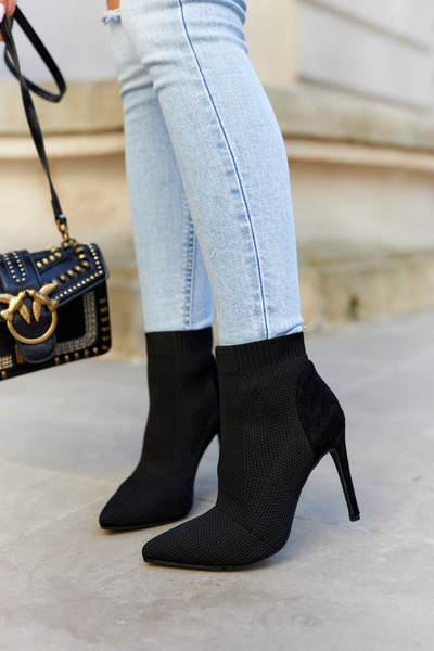 Women's Boots With A Sock On A High Heel Black Last Night