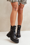 Warm ankle boots workers women's with zip eco leather black Mailyra