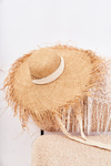Women's Hat With A Black Strip Beige Talia